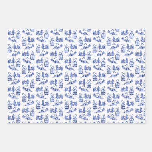 Snowy Kerstteile | blauw groen en rood Inpakpapier Vel (Voorkant 3)