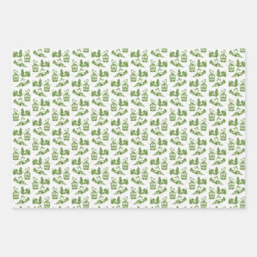 Snowy Kerstteile | blauw groen en rood Inpakpapier Vel (Voorkant)