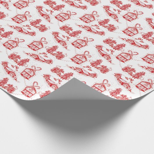 Snowy Kerstteile | enkele rode rol  Cadeaupapier (Hoek)