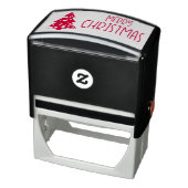 Snowy kersttekst met snowy kerstboom  zelfinktende stempel (Product)