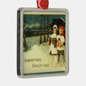 Snowy-kersttrein Metalen Ornament (Rechts)