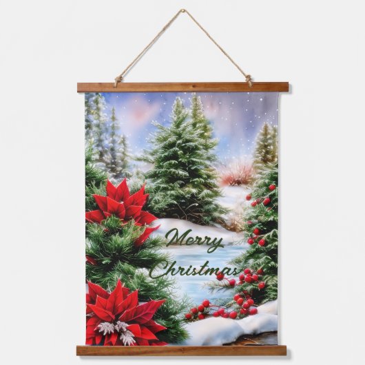 Snowy-kerstvijver Hangend Wandkleed (Voorkant)