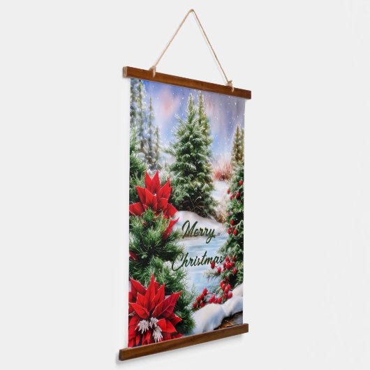 Snowy-kerstvijver Hangend Wandkleed (Gebogen)