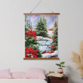 Snowy-kerstvijver Hangend Wandkleed (Slaapkamer)