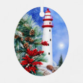 Snowy kerstvuurtoren metalen ornament (Achterkant)