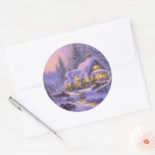 Snowy Kerstwinter Scene Ronde Sticker (Envelop)