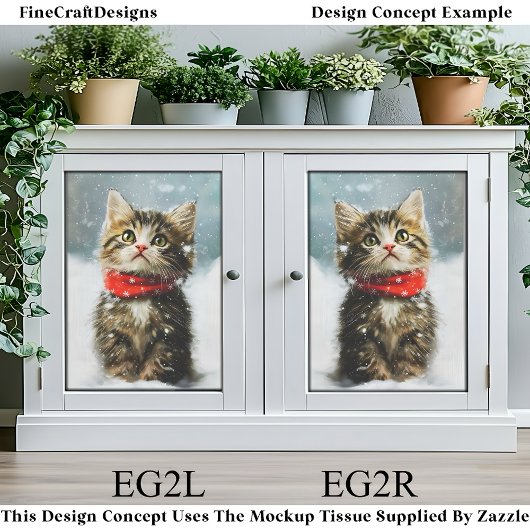 Snowy Kitten, Rode Kerstsjaal EG2R Decoupage Tissuepapier