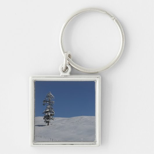 Snowy koud winterlandschap 4 sleutelhanger (Voorkant)