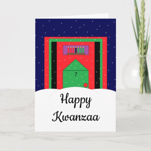 Snowy Kwanzaa: Blank Kwanzaa Feestdagen Kaart (Voorkant)