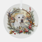 Snowy Labrador Retriever Holiday Glas Ornament (Achterkant)