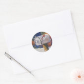 Snowy landelijke brievenbus ronde sticker (Envelop)