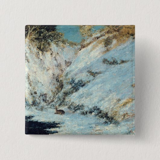 Snowy Landscape, 1866 Vierkante Button 5,1 Cm (Voorkant)