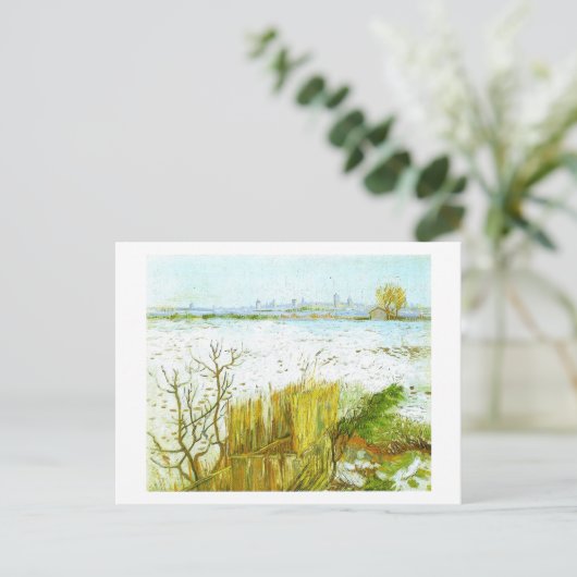 Snowy Landscape Arles Background Van Gogh Fine Art Briefkaart (Staand voorkant)