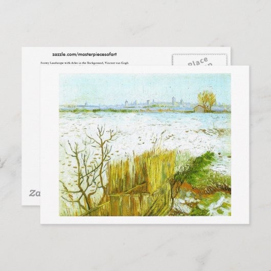 Snowy Landscape Arles Background Van Gogh Fine Art Briefkaart (Voorkant / Achterkant)