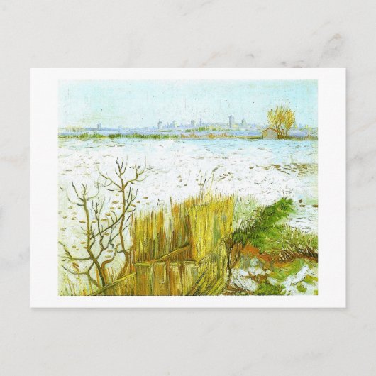 Snowy Landscape Arles Background Van Gogh Fine Art Briefkaart (Voorkant)