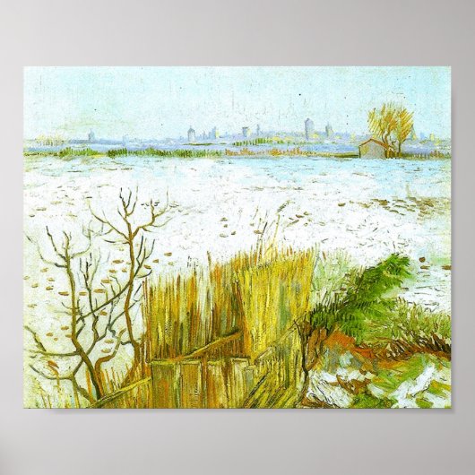 Snowy Landscape Arles Background Van Gogh Fine Art Poster (Voorkant)