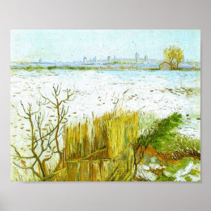 Snowy Landscape Arles Background Van Gogh Fine Art Poster