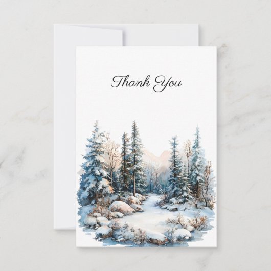 Snowy Landscape begrafenisfoto Dank u Bedankkaart (Voorkant)