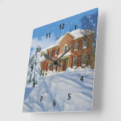 Snowy Landscape en Home Vierkante Klok (Hoek)