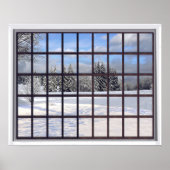 Snowy Landscape Faux Winter Scene Window Poster (Voorkant)