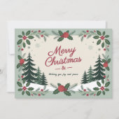 Snowy Landscape & Fir Trees - Vrolijk Kerstfeest Feestdagenkaart (Voorkant)