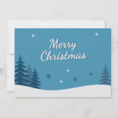Snowy Landscape & Fire Trees - Blauw Vrolijk Kerst Feestdagenkaart (Voorkant)