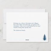 Snowy Landscape & Fire Trees - Blauw Vrolijk Kerst Feestdagenkaart (Achterkant)