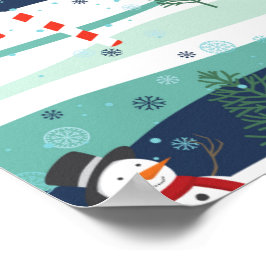 Snowy Landscape KerstElements Pattern Poster