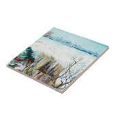 Snowy Landscape met Arles door Vincent van Gogh Tegeltje (Zijkant)