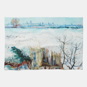 Snowy Landscape met Arles door Vincent van Gogh Theedoek
