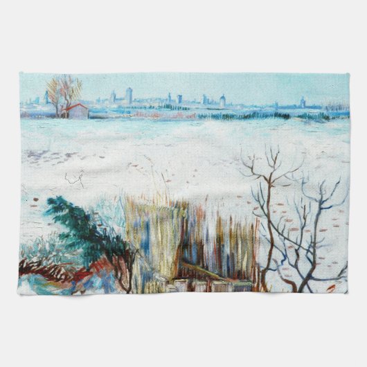 Snowy Landscape met Arles door Vincent van Gogh Theedoek (Horizontaal)