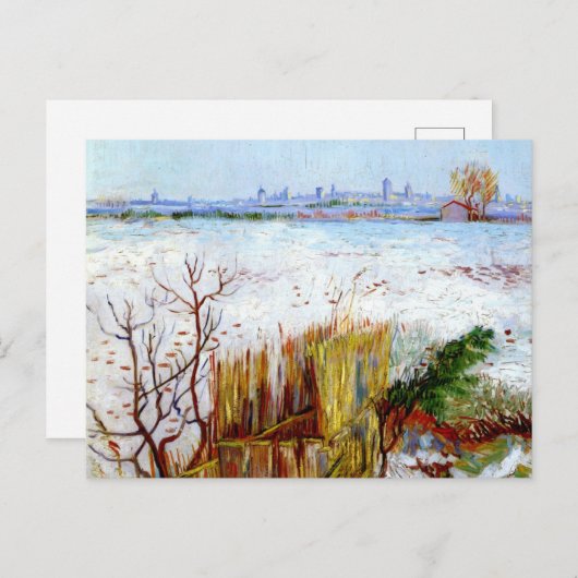 Snowy Landscape met Arles in Achtergrond Briefkaart (Voorkant / Achterkant)