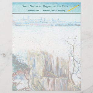 Snowy Landscape met Arles op de achtergrond Briefhoofd Ontwerp