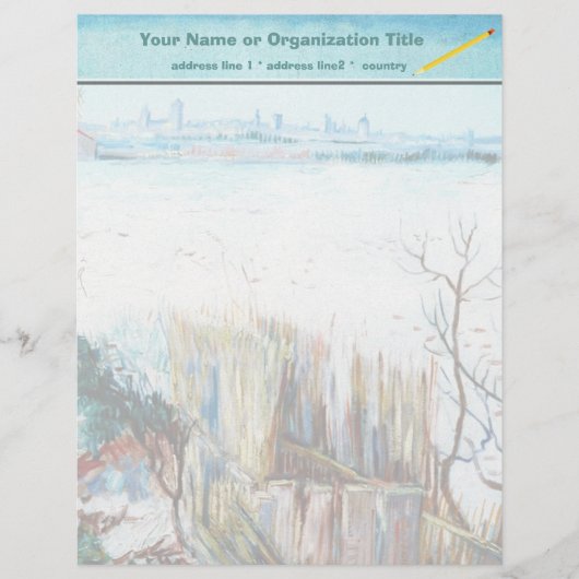 Snowy Landscape met Arles op de achtergrond Briefhoofd Ontwerp (Voorkant)