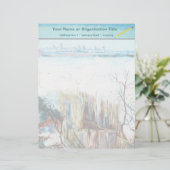 Snowy Landscape met Arles op de achtergrond Briefhoofd Ontwerp (Staand voorkant)