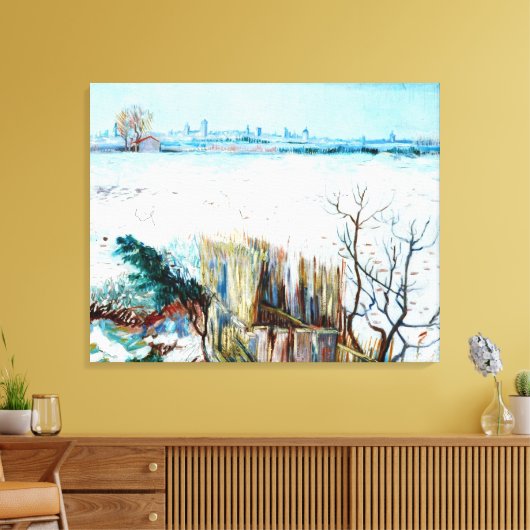 Snowy Landscape met Arles op de achtergrond Canvas Afdruk (Insitu (Woonkamer))