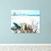 Snowy Landscape met Arles op de achtergrond Canvas Afdruk (Insitu (Houten vloer))