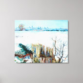 Snowy Landscape met Arles op de achtergrond Canvas Afdruk (Voorkant)