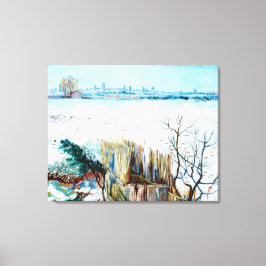Snowy Landscape met Arles op de achtergrond Canvas Afdruk