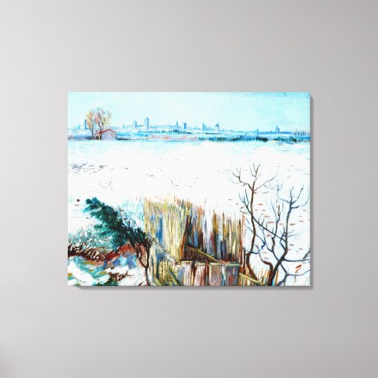 Snowy Landscape met Arles op de achtergrond Canvas Afdruk (Voorkant)