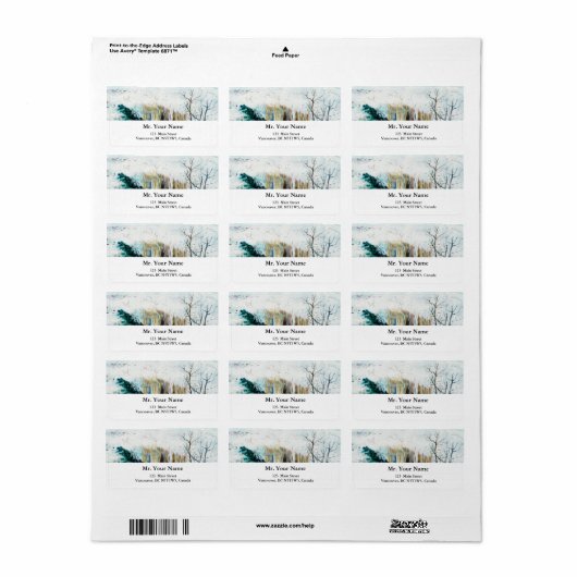 Snowy Landscape met Arles op de achtergrond Etiket (Full Sheet)