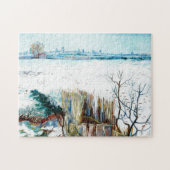 Snowy Landscape met Arles op de achtergrond Legpuzzel (Horizontaal)