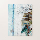 Snowy Landscape met Arles op de achtergrond Legpuzzel (Verticaal)