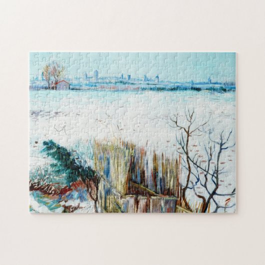 Snowy Landscape met Arles op de achtergrond Legpuzzel (Horizontaal)