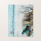 Snowy Landscape met Arles op de achtergrond Legpuzzel (Verticaal)