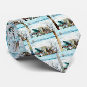 Snowy Landscape met Arles op de achtergrond Stropdas (Opgerold)