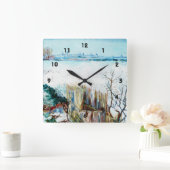 Snowy Landscape met Arles op de achtergrond Vierkante Klok (Huis)