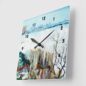 Snowy Landscape met Arles op de achtergrond Vierkante Klok (Hoek)