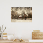Snowy Landscape Painting, Winter Wall Art Poster (Keuken)