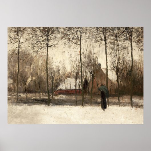 Snowy Landscape Painting, Winter Wall Art Poster (Voorkant)